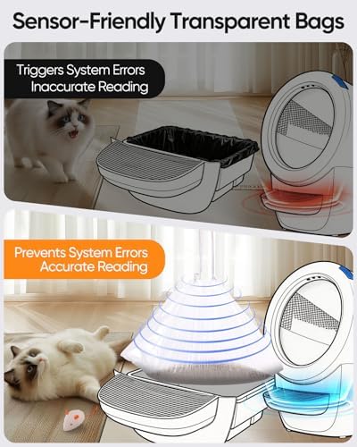 45 Pack Cat Litter Box Robot 4/5/3 Waste Bags, Transparent, Pre-Separated - Image 7