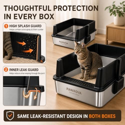 304 Stainless Steel Litter Box 2 Pack, XL Open Top - Image 3