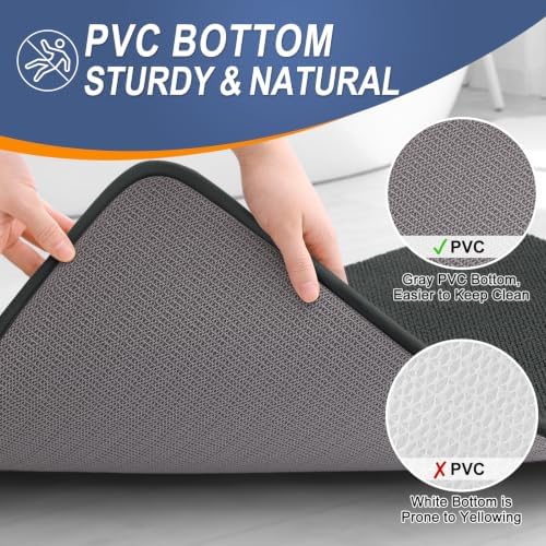 OLANLY Memory Foam Bathroom Runner Rug 50x30, Absorbent Long Mat, Dark Grey - Image 4