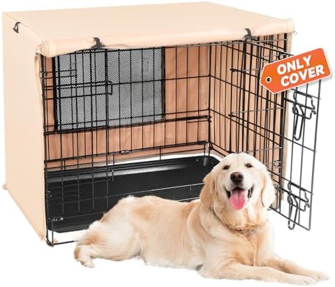 X-ZONE PET Dog Crate Cover Waterproof Kennel Cover, 48 in Beige by X-ZONEPET