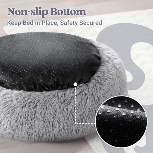rabbitgoo Calming Cat Beds for Indoor Cats, 30 inches, Light Grey - Image 7