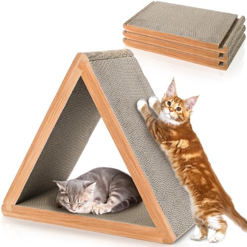 Nicunom 3-Sided Vertical Cat Scratching Post, Cat Scratcher Foldable, Triangle by Nicunom