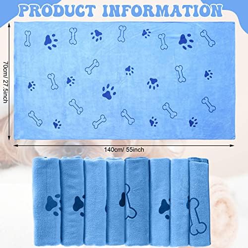 Peryiter 8 Pcs Dog Towels Pet Bath Drying Towels 55 x 28 Inches Large Absorbent - Image 3