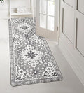 Uphome Boho Vintage Bathroom Runner Rug Gray Non-Slip Soft Bedroom Rug Machine by Uphome