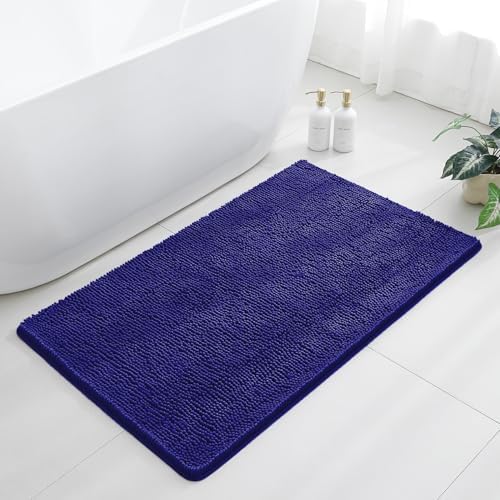 Chenille Bathroom Rug 30"x50" Royal Blue, Large Plush Bath Mat by Kildoss
