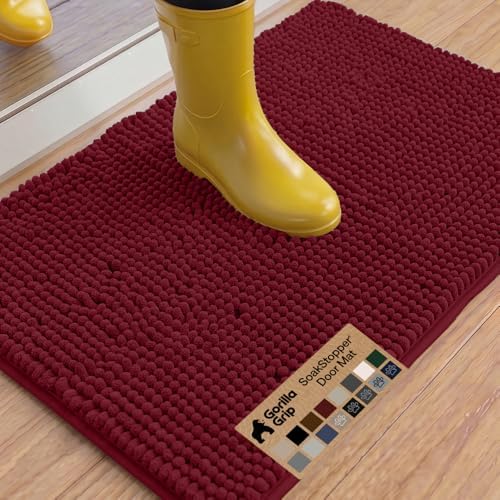GORILLA GRIP SoakSTOPPER Dog Door Mat, Machine Wash and Dry, 36x24 Burgundy by GorillaGrip