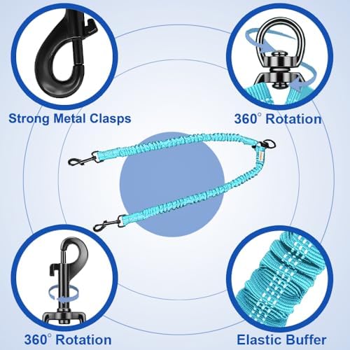MingXpets Double Dog Leash, 360° Swivel Tangle Free Bungee Walking Training - Image 2