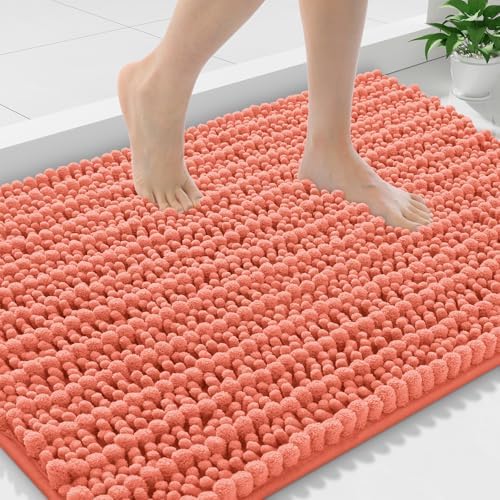 Smiry Bathroom Rugs 47X24, Extra Soft Rubber Backing Chenille Bath Mats by Smiry