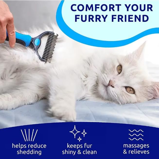 2-in-1 Pet Dematting Comb & Undercoat Rake – Professional Dog Deshedding Brush - Image 5