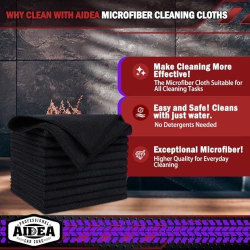 AIDEA Microfiber Cleaning Cloth Black, Microfiber Towels - Image 2