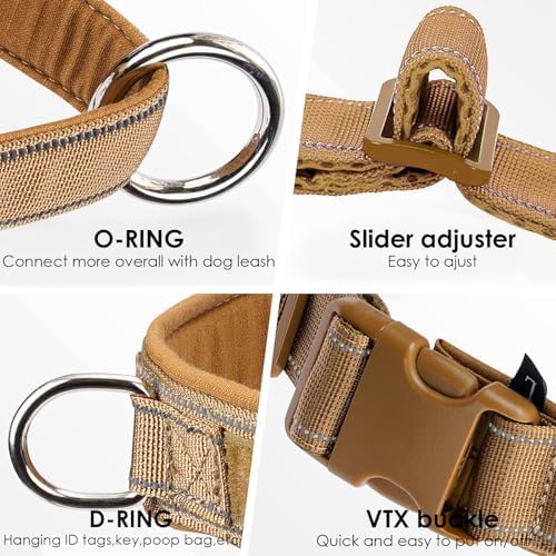 No Pull Dog Harness Brown for Small Medium Large Sized Dogs, Reflective Escape - Image 3