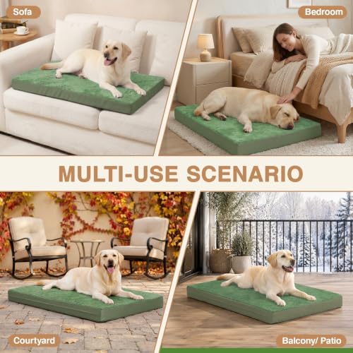 XXL Dog Bed Waterproof Washable Outdoor, Large Foam Crate Pad 48" Green - Image 4