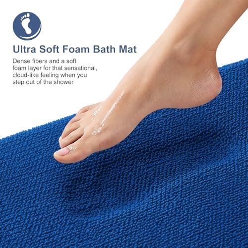 OLANLY Memory Foam Bathroom Runner Rugs 44x24, Long Mats, Deep Navy Blue - Image 2