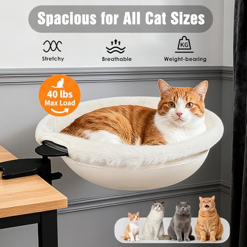 IPOW 360° Rotating Cat Desk Bed Semi-Circular Cat Bed Maximum Hold Up to 40lb - Image 2