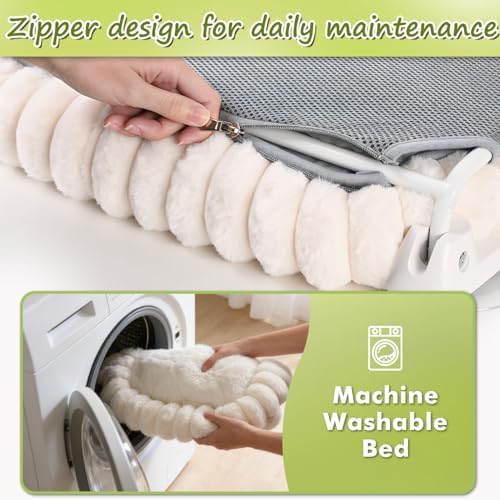 Zoratoo 2PC Cloud-Cuddle Cat Window Perch, Foldable Cat Hammock, L White - Image 5