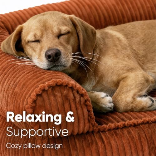 FUKUMARU Dog Couch Bed, Corduroy Cozy Cat Bed, Waterproof, Washable Cover - Image 2