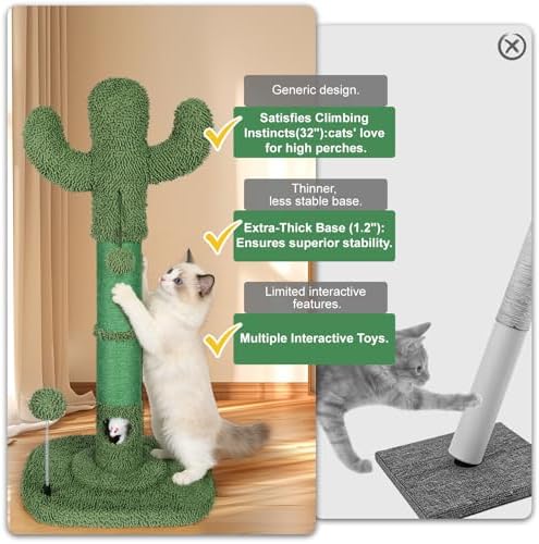 Tall Cat Scratching Post for Indoor Cats, Sisal Scratching Post - Image 4