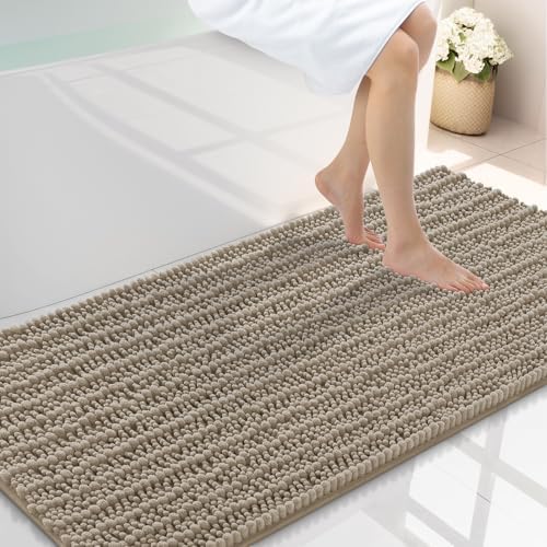 Smiry Bathroom Rugs 47X24, Extra Soft Rubber Backing Chenille Bath Mats by Smiry