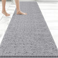 Bcoimo Bath Rug Mat, 60x24 Chenille Non Slip Grey Long Bathroom Runner Rugs by Bcoimo