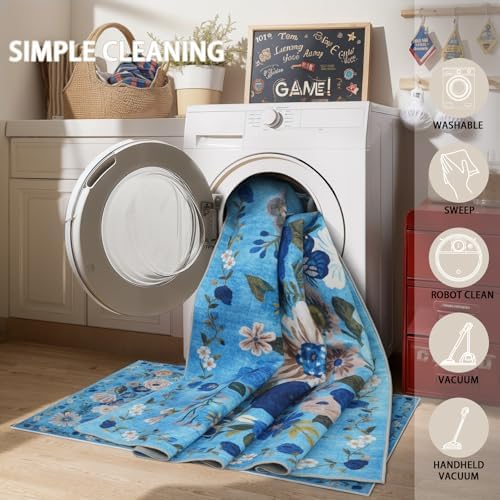 Floral Entryway 3x5 Rug for Bathroom Bedroom Washable Rug - Image 5