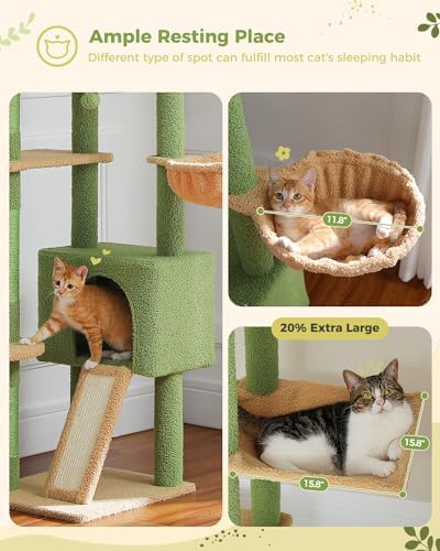 PEQULTI Floor to Ceiling Cat Tree Tower, Height Adjustable 230-252cm - Image 2