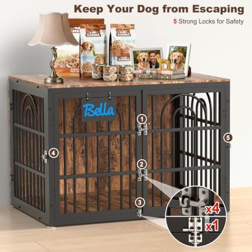 43 Inch Antique Walnut Dog Crate Furniture - Image 5