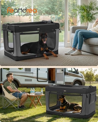 Feandrea Collapsible Dog Crate, Portable Oxford Fabric Pet Carrier - Image 2