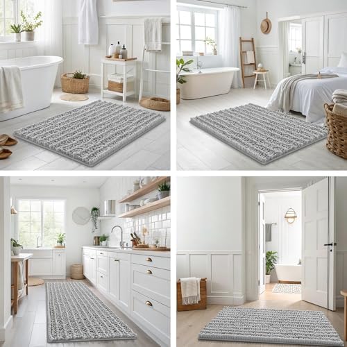 Smiry Bathroom Rugs 59X24, Extra Soft Rubber Backing Chenille Bath Mats - Image 7