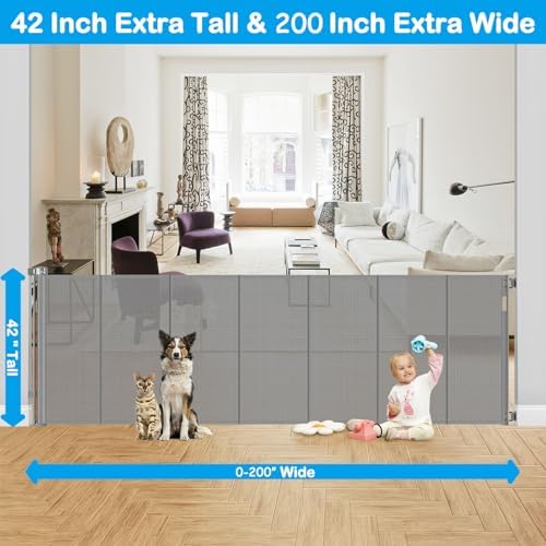 Reinforced 42" Extra Tall Retractable Baby Gate-Prevent Crawling Under - Image 3