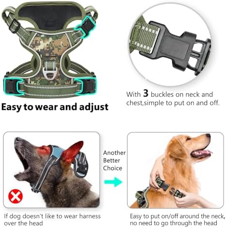 Timos Small Dog Harness, No Pull No Choke, Easy On & Off, Military Green - Image 3