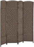 HOMCOM 4 Panel Room Divider 6 Ft Privacy Screen Hand-Woven Brown by HOMCOM