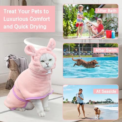 Pet Bathrobe for Dog Cat Absorbently Quick Drying Coat Cute Dogs Bath Towel - Image 4