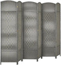 HOMCOM 6 Panel Room Divider 6 Ft Privacy Screen Hand-Woven Mixed Gray by HOMCOM