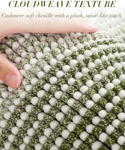 BSICPRO Chenille Bathroom Rugs, 20x32 Striped Bath Mats - Image 2