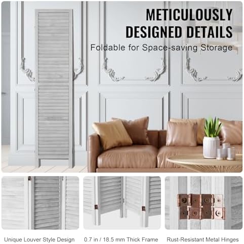 VEVOR Wood Room Divider, 4 Panel Folding Privacy Screen, 66.9 Inches Tall - Image 6