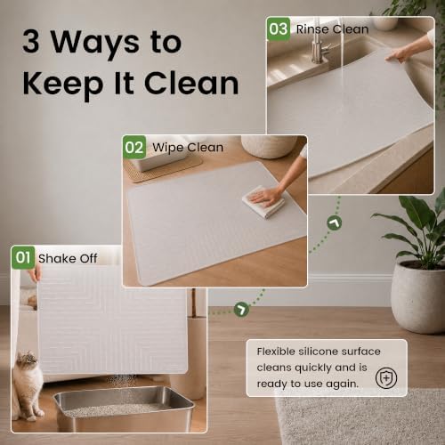 OHMO Large Cat Litter Mat 31.5x23.6 Silicone Trapping Mat Semi Transparent - Image 6