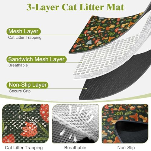 Unicorn Catcher 24"x15" Cat Litter Mat Machine Washable Litter Trapping Pad - Image 2
