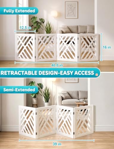 16" Short Dog Gate, Puppy Gate Indoor, Freestanding Small Dog Gate, 4 Panel - Image 2