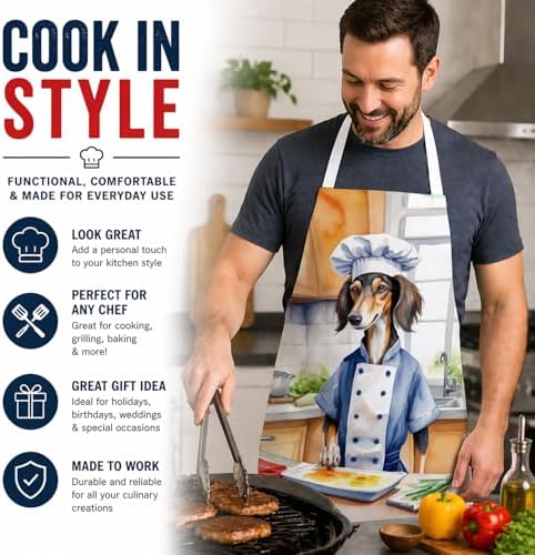 Caroline's Treasures Saluki The Chef Apron Cooking Kitchen Server Baking Crafts - Image 2