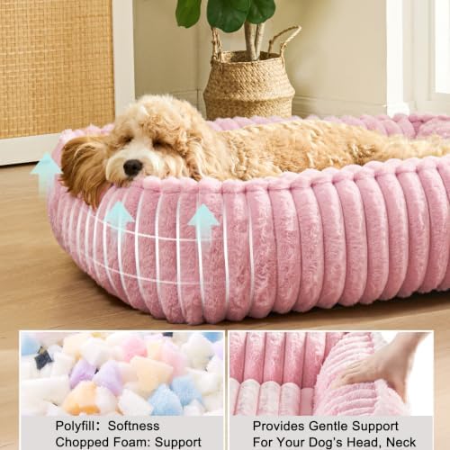 Medium Dog Bed Calming Cat Bed for Indoor Cats 24’’x20’’ Pink - Image 3