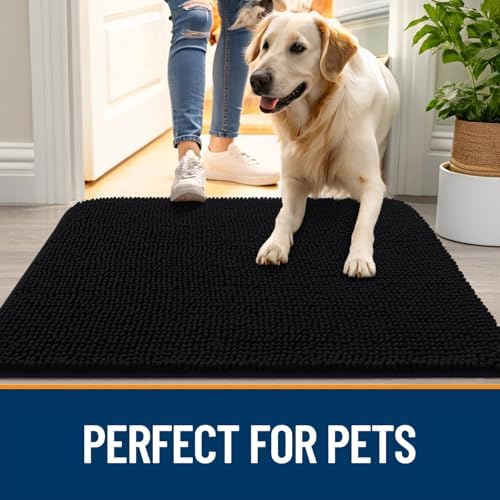 OLANLY Dog Door Mat for Muddy Paws 44x32, Super Absorbent Chenille Mud Mat - Image 6