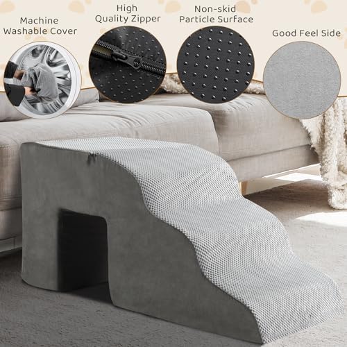 5-Step Pet Stairs for Dog, Curved Dog Stairs Ramp for High Beds 29.1" H - Image 6