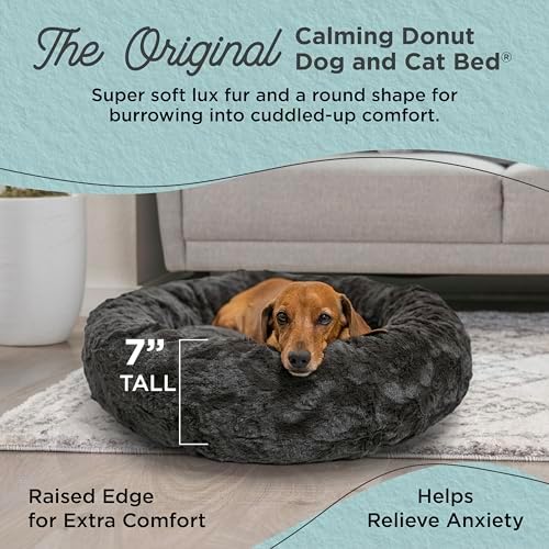 Best Friends by Sheri Original Calming Donut Dog Bed, Mink Dark Gray - Image 2