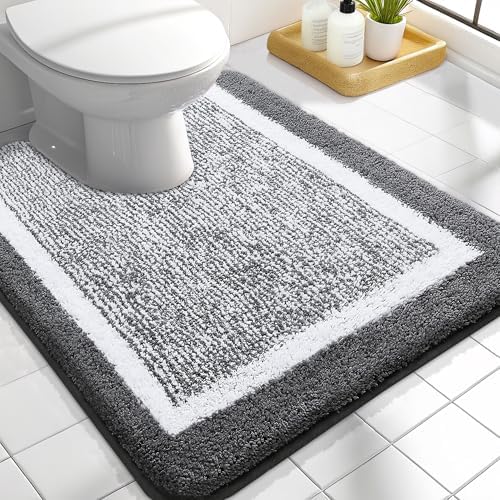OLANLY Toilet Rugs U-Shaped 24x20, Absorbent Microfiber Bath Mat, Dark Grey by OLANLY