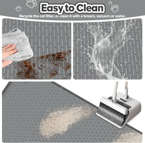 Kalolary Cat Litter Box Mats, Large 34" x 22" Silicone Cat Mat - Image 5