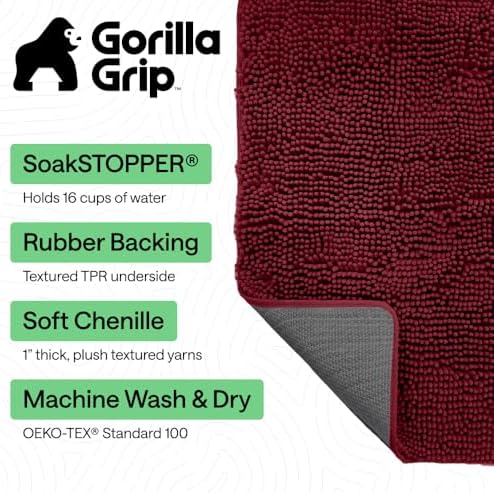 GORILLA GRIP SoakSTOPPER Dog Door Mat, Machine Wash and Dry, 36x24 Burgundy - Image 3