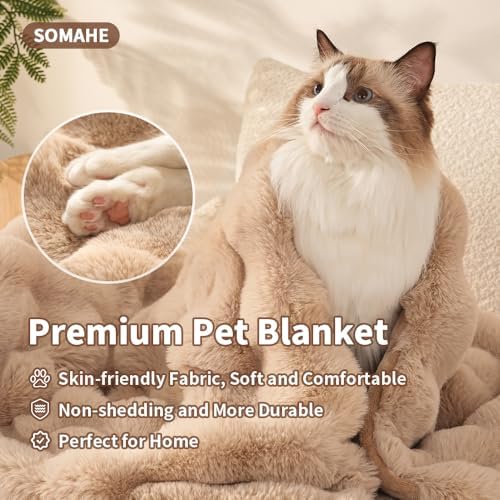 SOMAHE Soft Faux Fur Pet Blanket, Medium 28x22 Latte Coffee - Image 2