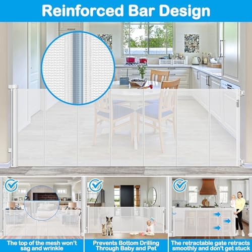 Reinforced 42” Extra Tall X 159” Extra Wide Retractable Gate Indoor Prevent - Image 2