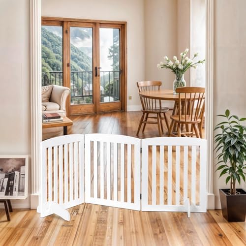 Freestanding Pet Dog Gate 24 Inch Foldable Dog Fence Indoor 3 Panel Extra Wide - Image 3