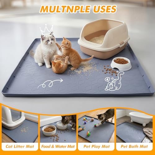 Extra Large Cat Litter Mat 47" x 35" Silicone Litter Trapping Mat - Image 4